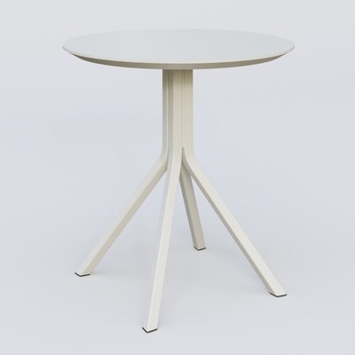 [Pas de famille] - [Pas de sous famille] - Table Basse Fashion Styl piètement 4 branches en métal et plateau bois. Plateau Blanc (RAL 9010) et pietement BL.