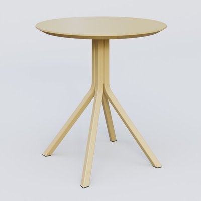 [Pas de famille] - [Pas de sous famille] - Table Basse Fashion Styl piètement 4 branches en métal et plateau bois. Plateau Jaune Cuivre (RAL 1002) et pietement BO.