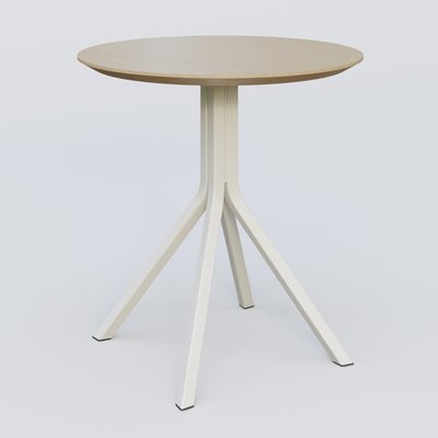 [Pas de famille] - [Pas de sous famille] - Table Basse Fashion Styl piètement 4 branches en métal et plateau bois. Plateau Chêne et pietement Blanc (RAL 9010).