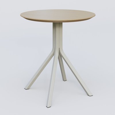 [Pas de famille] - [Pas de sous famille] - Table Basse Fashion Styl piètement 4 branches en métal et plateau bois. Plateau Chêne et pietement Gris (RAL 7038).