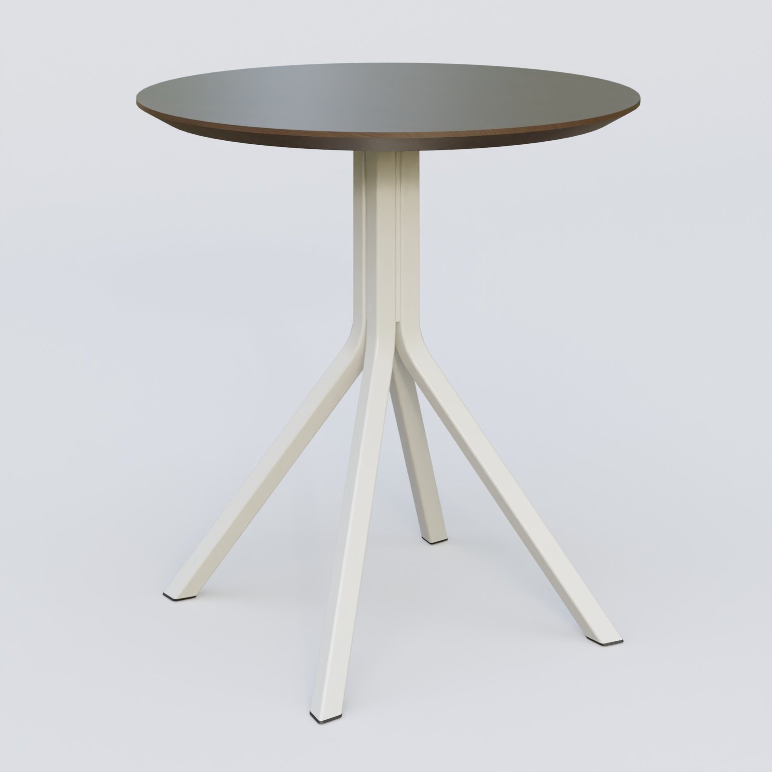 Table Basse Fashion Styl piètement 4 branches en métal et plateau bois. Plateau Chêne Moka et pietement Blanc (RAL 9010).