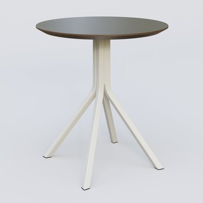 [Pas de famille] - [Pas de sous famille] - Table Basse Fashion Styl piètement 4 branches en métal et plateau bois. Plateau Chêne Moka et pietement Blanc (RAL 9010).