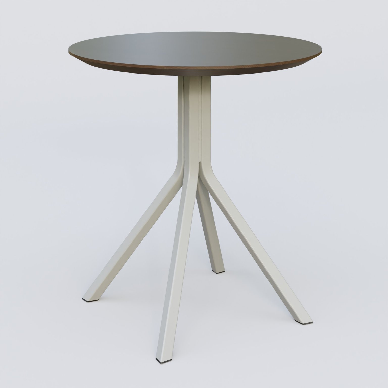 Table Basse Fashion Styl piètement 4 branches en métal et plateau bois. Plateau Chêne Moka et pietement Gris (RAL 7038).