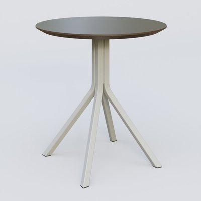 [Pas de famille] - [Pas de sous famille] - Table Basse Fashion Styl piètement 4 branches en métal et plateau bois. Plateau Chêne Moka et pietement Gris (RAL 7038).