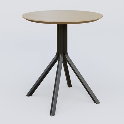 [Pas de famille] - [Pas de sous famille] - Table Basse Fashion Styl piètement 4 branches en métal et plateau bois. Plateau Chêne et pietement Noir (RAL 9005).