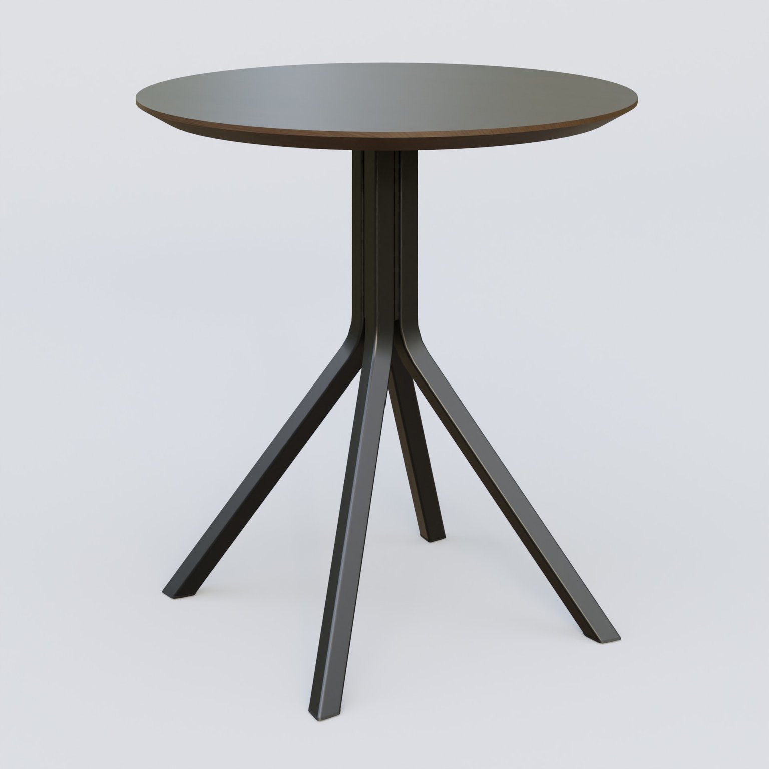 Table Basse Fashion Styl piètement 4 branches en métal et plateau bois. Plateau Chêne Moka et pietement Noir (RAL 9005).