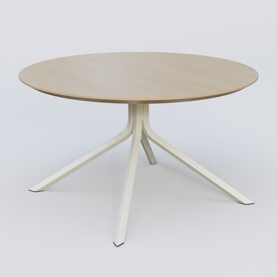 [Pas de famille] - [Pas de sous famille] - Table Basse Fashion Styl piètement 4 pieds en métal et plateau bois. Plateau Chêne et pietement Blanc (RAL 9010).