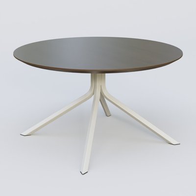 [Pas de famille] - [Pas de sous famille] - Table Basse Fashion Styl piètement 4 pieds en métal et plateau bois. Plateau Chêne Moka et pietement Blanc (RAL 9010).