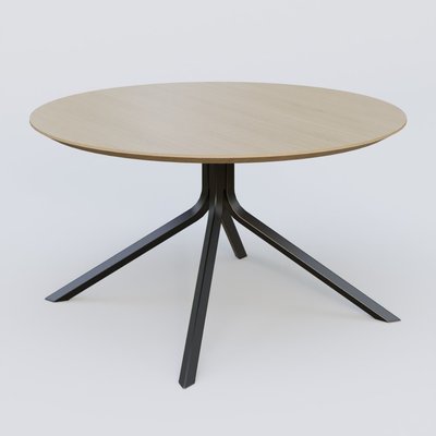 [Pas de famille] - [Pas de sous famille] - Table Basse Fashion Styl piètement 4 pieds en métal et plateau bois. Plateau Chêne et pietement Noir (RAL 9005).