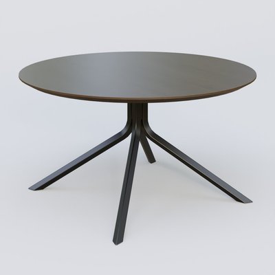 [Pas de famille] - [Pas de sous famille] - Table Basse Fashion Styl piètement 4 pieds en métal et plateau bois. Plateau Chêne Moka et pietement Noir (RAL 9005).