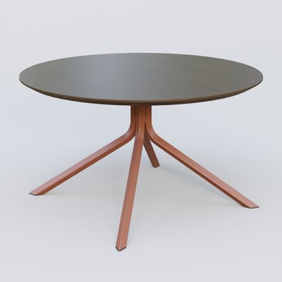 [Pas de famille] - [Pas de sous famille] - Table Basse Fashion Styl piètement 4 pieds en métal et plateau bois. Plateau Chêne Moka et pietement Brun cuivré (RAL 8004).