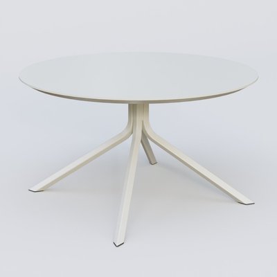[Pas de famille] - [Pas de sous famille] - Table Basse Fashion Styl piètement 4 pieds en métal et plateau bois. Plateau Blanc (RAL 9010) et pietement Blanc (RAL 9010).