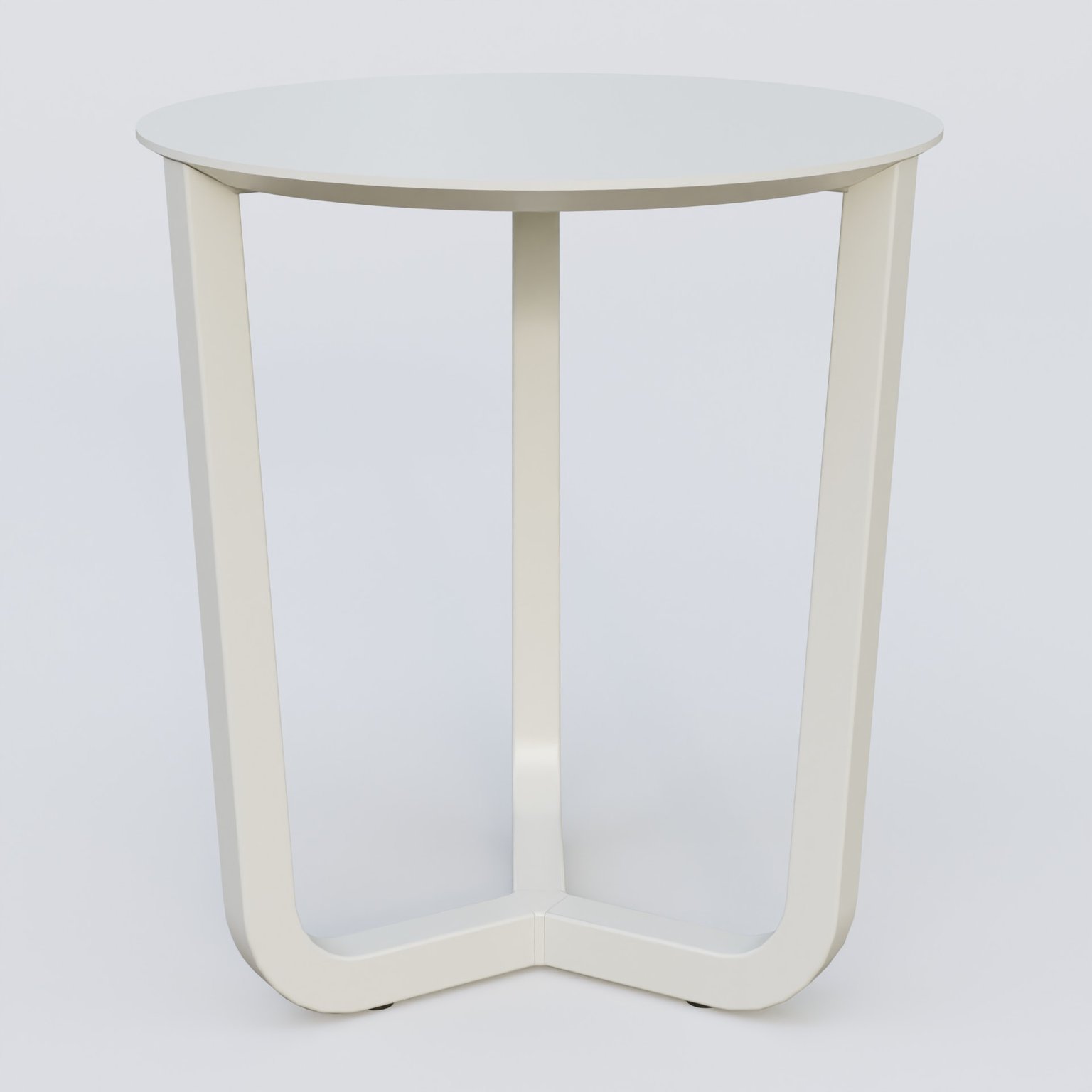 Table Basse Fashion Styl piètement tryptique en métal et plateau bois. Plateau Blanc (RAL 9010) et pietement Blanc (RAL 9010).