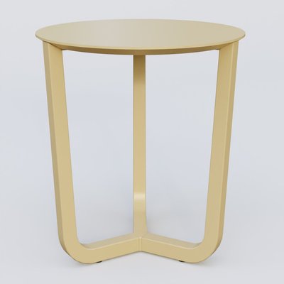 [Pas de famille] - [Pas de sous famille] - Table Basse Fashion Styl piètement tryptique en métal et plateau bois. Plateau Jaune Cuivre (RAL 1002) et pietement Jaune Cuivre (RAL 1002).