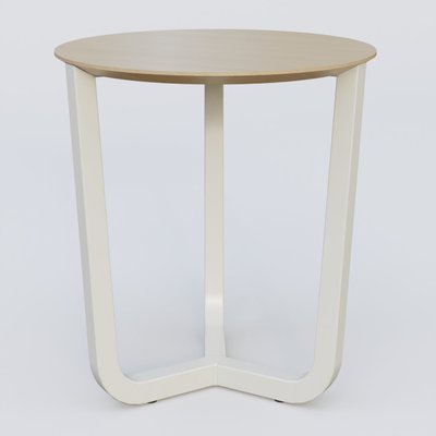 [Pas de famille] - [Pas de sous famille] - Table Basse Fashion Styl piètement tryptique en métal et plateau bois. Plateau Chêne et pietement Blanc (RAL 9010).
