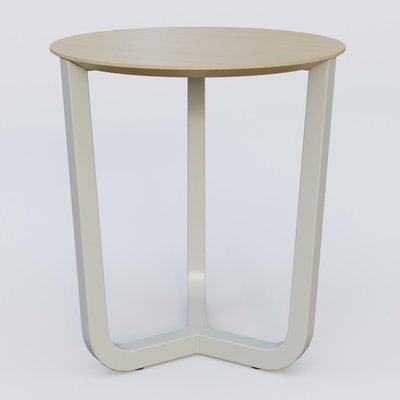 [Pas de famille] - [Pas de sous famille] - Table Basse Fashion Styl piètement tryptique en métal et plateau bois. Plateau Chêne et pietement Gris (RAL 7038).