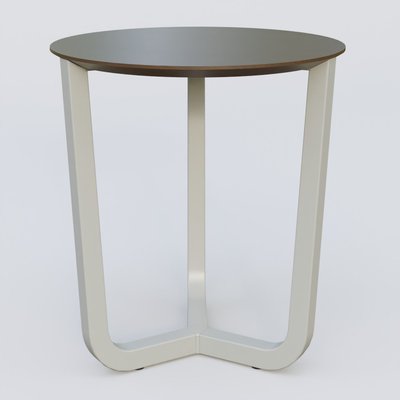 [Pas de famille] - [Pas de sous famille] - Table Basse Fashion Styl piètement tryptique en métal et plateau bois. Plateau Chêne Moka et pietement Gris (RAL 7038).