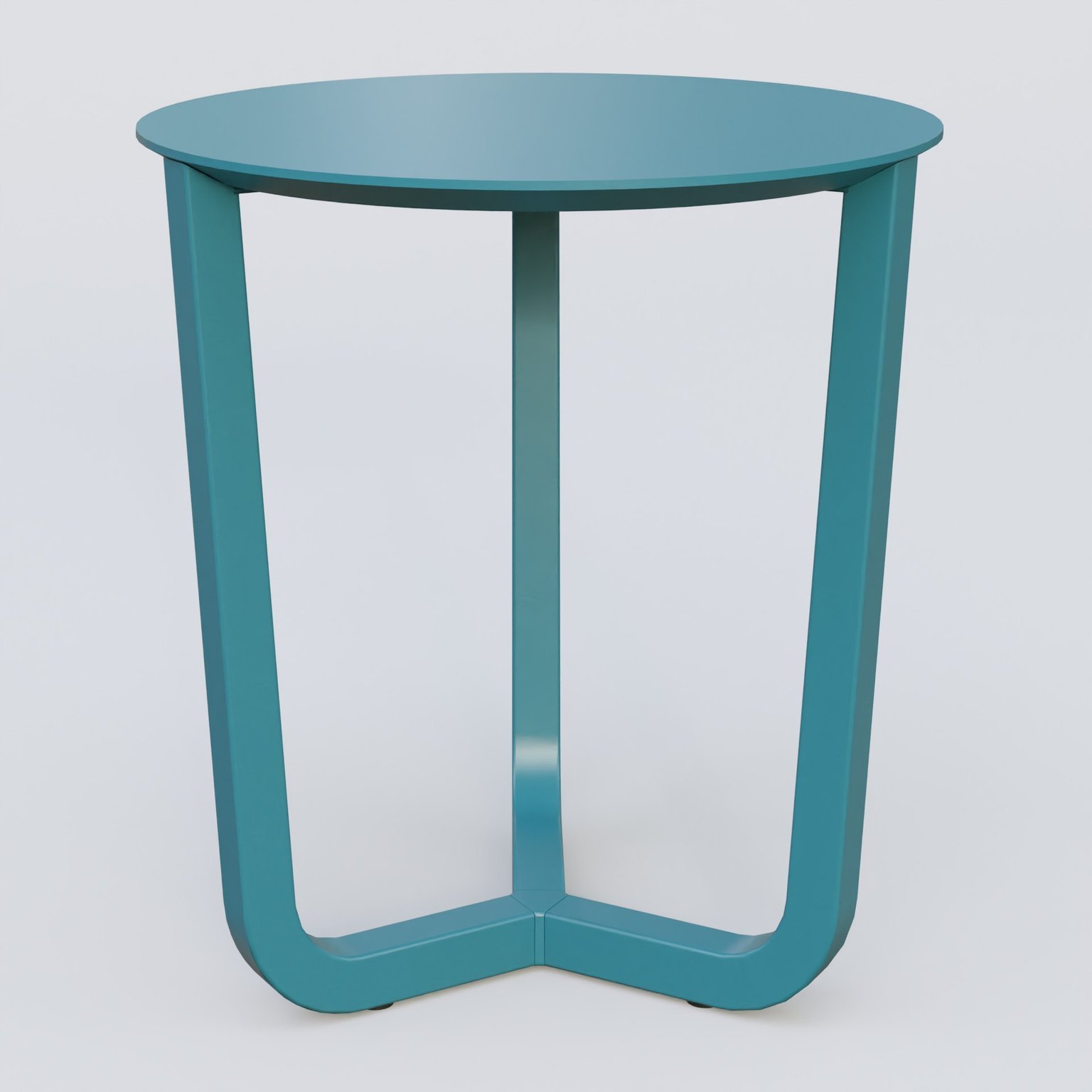 Table Basse Fashion Styl piètement tryptique en métal et plateau bois. Plateau Bleu Petrole (RAL 5025) et pietement Bleu Petrole (RAL 5025).