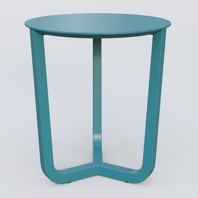 [Pas de famille] - [Pas de sous famille] - Table Basse Fashion Styl piètement tryptique en métal et plateau bois. Plateau Bleu Petrole (RAL 5025) et pietement Bleu Petrole (RAL 5025).