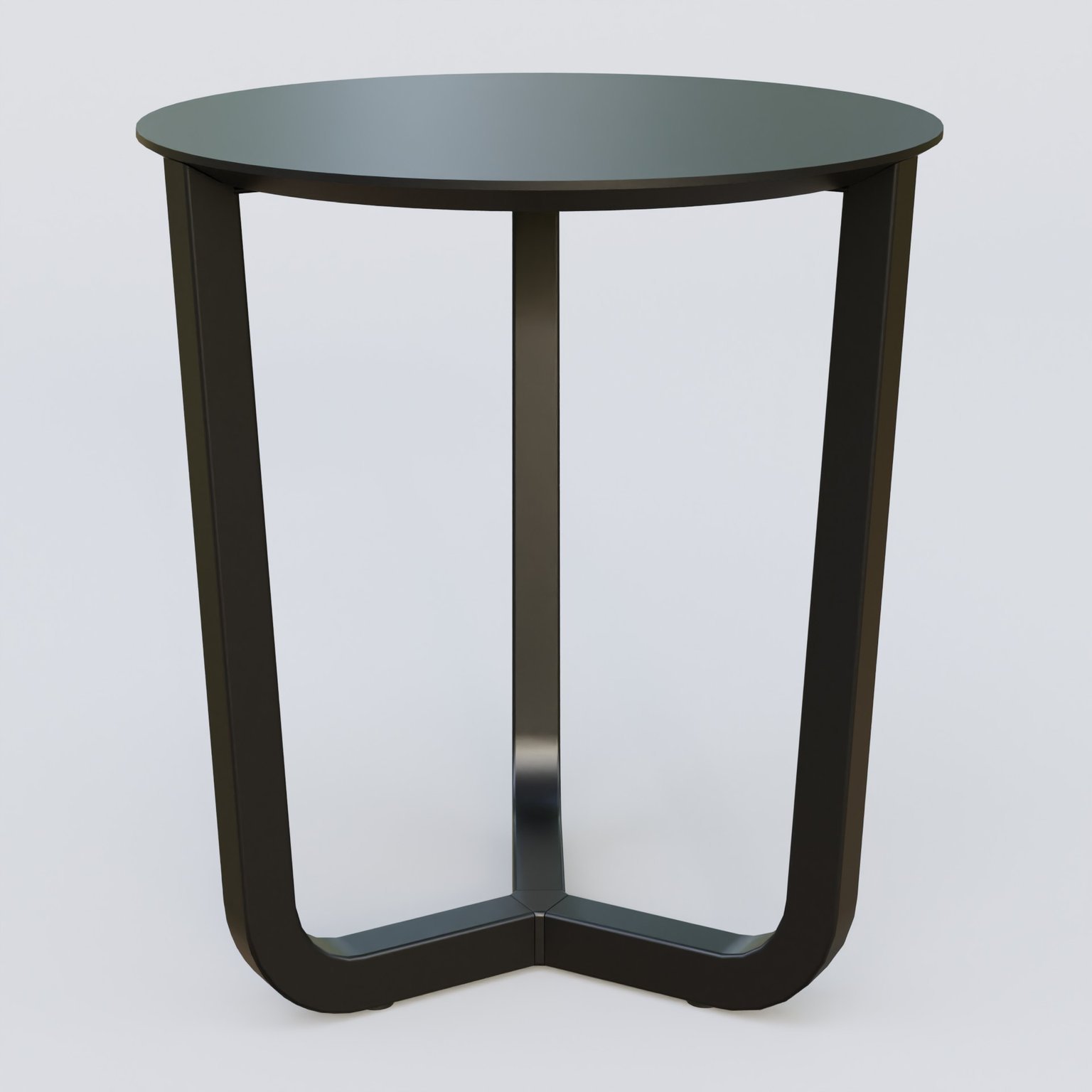 Table Basse Fashion Styl piètement tryptique en métal et plateau bois. Plateau Noir (RAL 9005) et pietement Noir (RAL 9005).