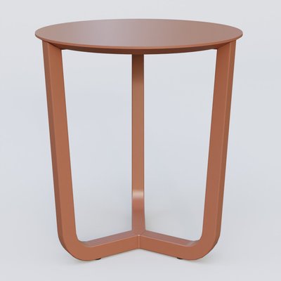 [Pas de famille] - [Pas de sous famille] - Table Basse Fashion Styl piètement tryptique en métal et plateau bois. Plateau Brun cuivré (RAL 8004) et pietement Brun cuivré (RAL 8004).
