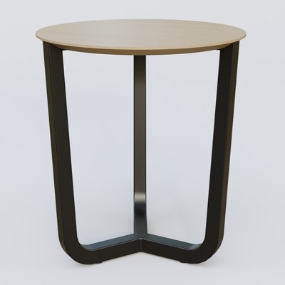 [Pas de famille] - [Pas de sous famille] - Table Basse Fashion Styl piètement tryptique en métal et plateau bois. Plateau Chêne et pietement Noir (RAL 9005).