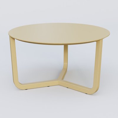 [Pas de famille] - [Pas de sous famille] - Table Basse Fashion Styl piètement tryptique en métal et plateau bois. Plateau Jaune Cuivre (RAL 1002) et pietement Jaune Cuivre (RAL 1002).
