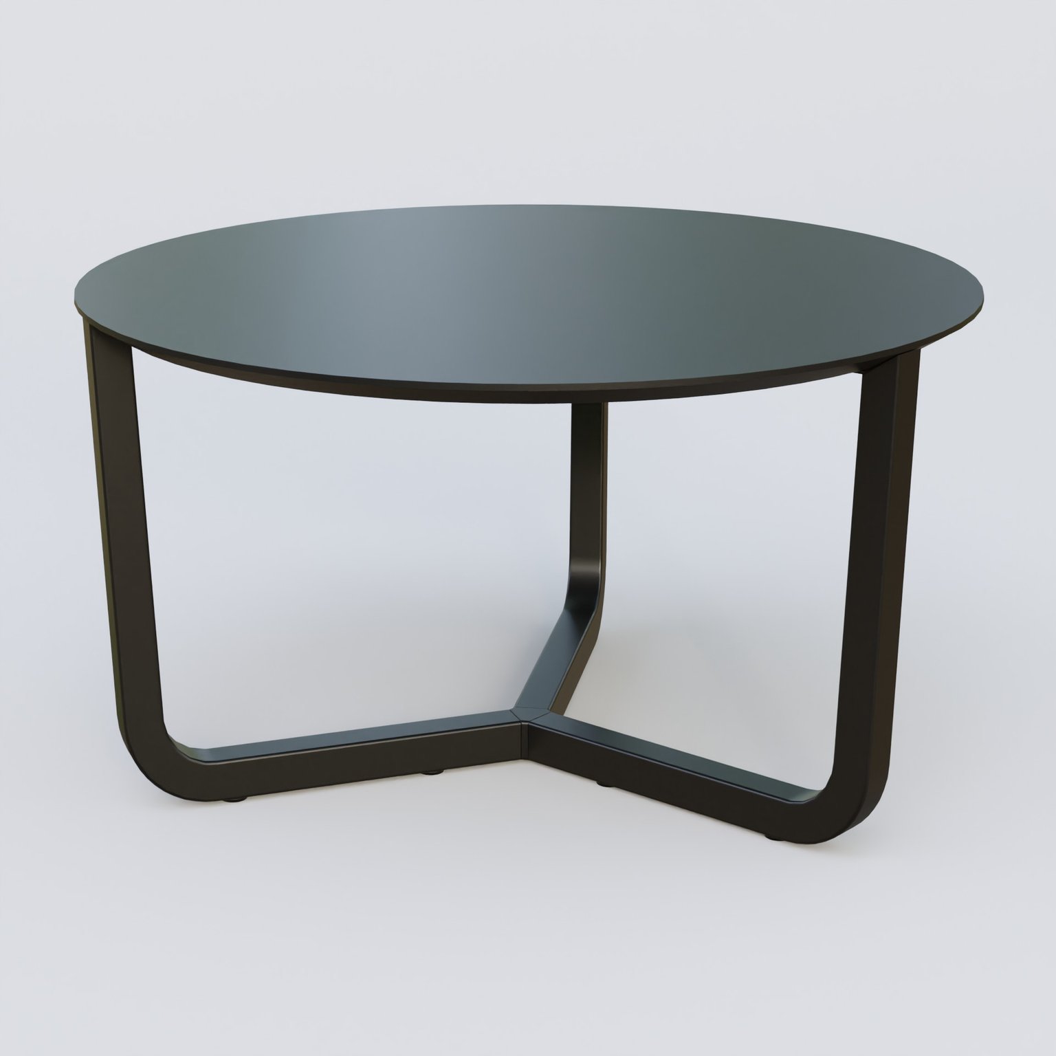 Table Basse Fashion Styl piètement tryptique en métal et plateau bois. Plateau Noir (RAL 9005) et pietement Noir (RAL 9005).