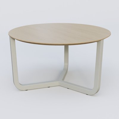 [Pas de famille] - [Pas de sous famille] - Table Basse Fashion Styl piètement tryptique en métal et plateau bois. Plateau Chêne et pietement Gris (RAL 7038).