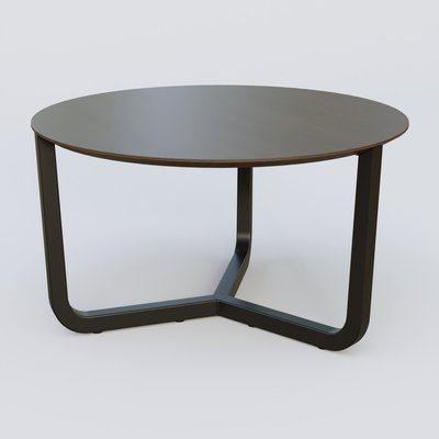 [Pas de famille] - [Pas de sous famille] - Table Basse Fashion Styl piètement tryptique en métal et plateau bois. Plateau Chêne Moka et pietement Noir (RAL 9005).