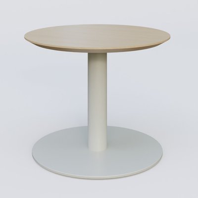 [Pas de famille] - [Pas de sous famille] - Table Basse Fashion Styl piètement colonne en métal et plateau bois. Plateau Chêne et pietement Gris (RAL 7038).