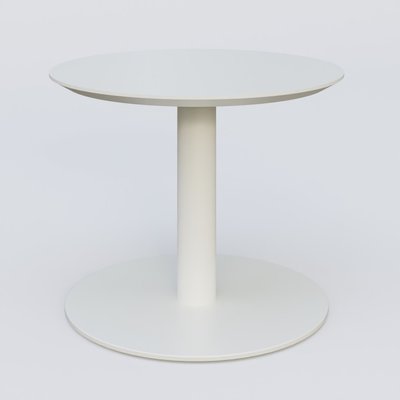 [Pas de famille] - [Pas de sous famille] - Table Basse Fashion Styl piètement colonne en métal et plateau bois. Plateau Blanc (RAL 9010) et pietement Blanc (RAL 9010).