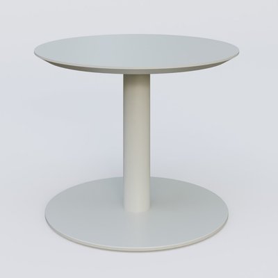 [Pas de famille] - [Pas de sous famille] - Table Basse Fashion Styl piètement colonne en métal et plateau bois. Plateau Gris (RAL 7038) et pietement Gris (RAL 7038).