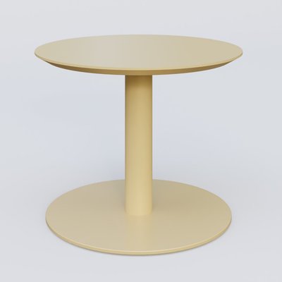 [Pas de famille] - [Pas de sous famille] - Table Basse Fashion Styl piètement colonne en métal et plateau bois. Plateau Jaune Cuivre (RAL 1002) et pietement Jaune Cuivre (RAL 1002).