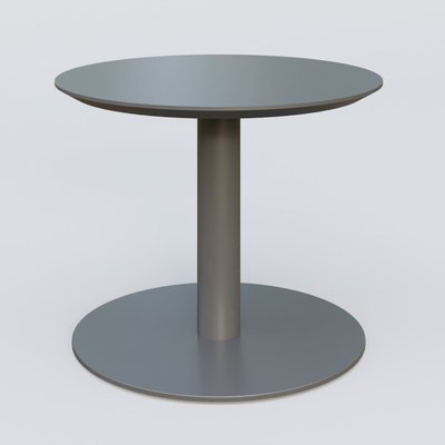 [Pas de famille] - [Pas de sous famille] - Table Basse Fashion Styl piètement colonne en métal et plateau bois. Plateau Carbon Grey et pietement Carbon Grey.