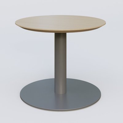 [Pas de famille] - [Pas de sous famille] - Table Basse Fashion Styl piètement colonne en métal et plateau bois. Plateau Chêne et pietement Carbon Grey.