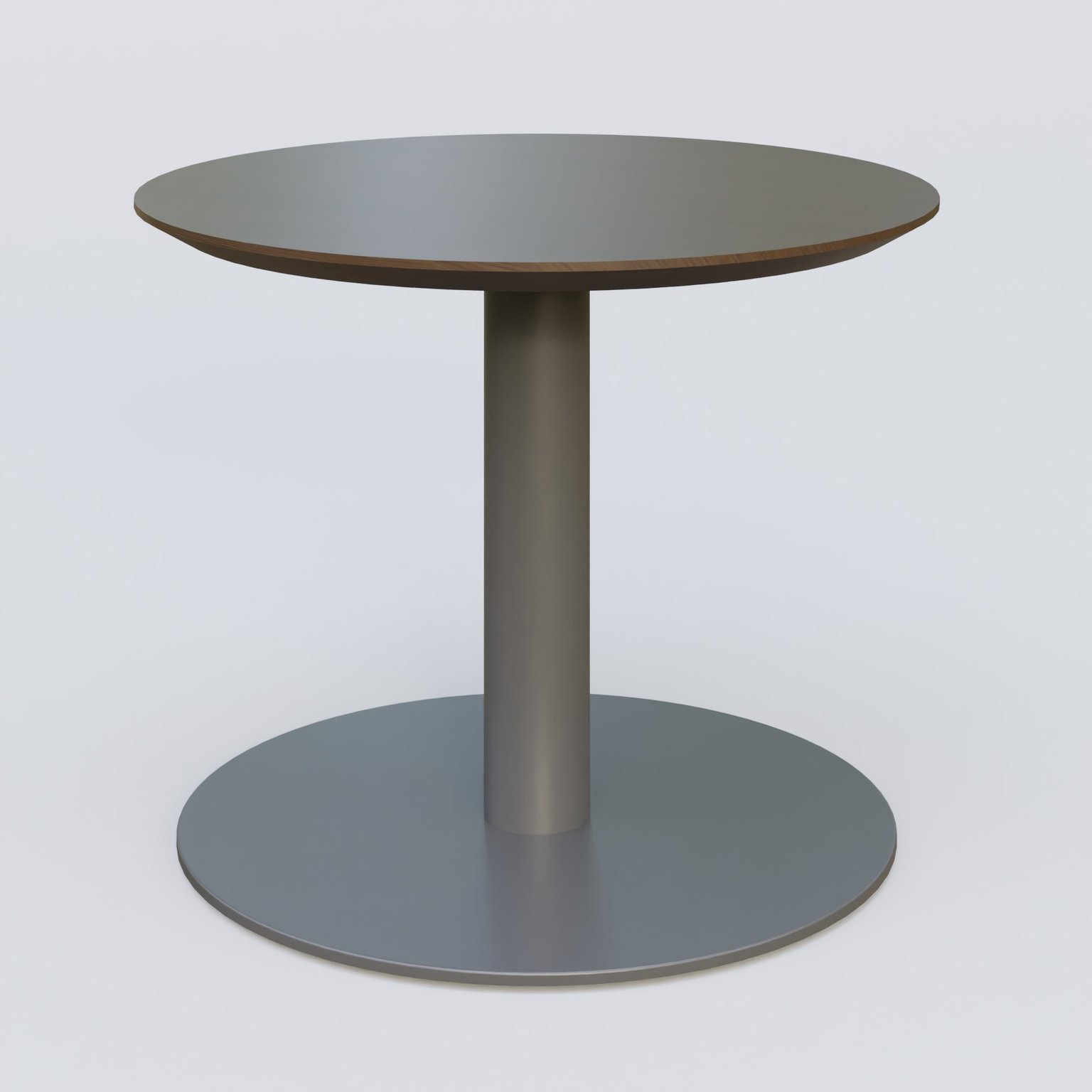Table Basse Fashion Styl piètement colonne en métal et plateau bois. Plateau Chêne Moka et pietement Carbon Grey.