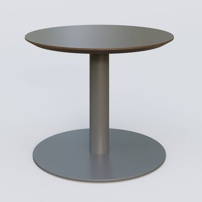 [Pas de famille] - [Pas de sous famille] - Table Basse Fashion Styl piètement colonne en métal et plateau bois. Plateau Chêne Moka et pietement Carbon Grey.