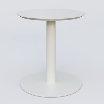 [Pas de famille] - [Pas de sous famille] - Table Basse Fashion Styl piètement colonne en métal et plateau bois. Plateau Blanc (RAL 9010) et pietement Blanc (RAL 9010).