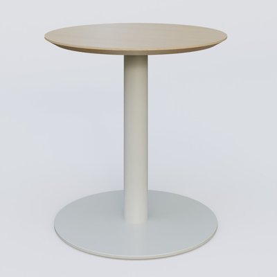 [Pas de famille] - [Pas de sous famille] - Table Basse Fashion Styl piètement colonne en métal et plateau bois. Plateau Chêne et pietement Gris (RAL 7038).