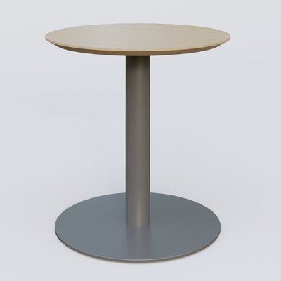 [Pas de famille] - [Pas de sous famille] - Table Basse Fashion Styl piètement colonne en métal et plateau bois. Plateau Chêne et pietement Carbon Grey.