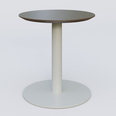 [Pas de famille] - [Pas de sous famille] - Table Basse Fashion Styl piètement colonne en métal et plateau bois. Plateau Chêne Moka et pietement Gris (RAL 7038).