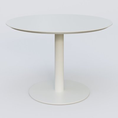 [Pas de famille] - [Pas de sous famille] - Table Basse Fashion Styl piètement colonne en métal et plateau bois. Plateau Blanc (RAL 9010) et pietement Blanc (RAL 9010).