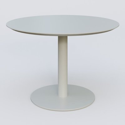 [Pas de famille] - [Pas de sous famille] - Table Basse Fashion Styl piètement colonne en métal et plateau bois. Plateau Gris (RAL 7038) et pietement Gris (RAL 7038).