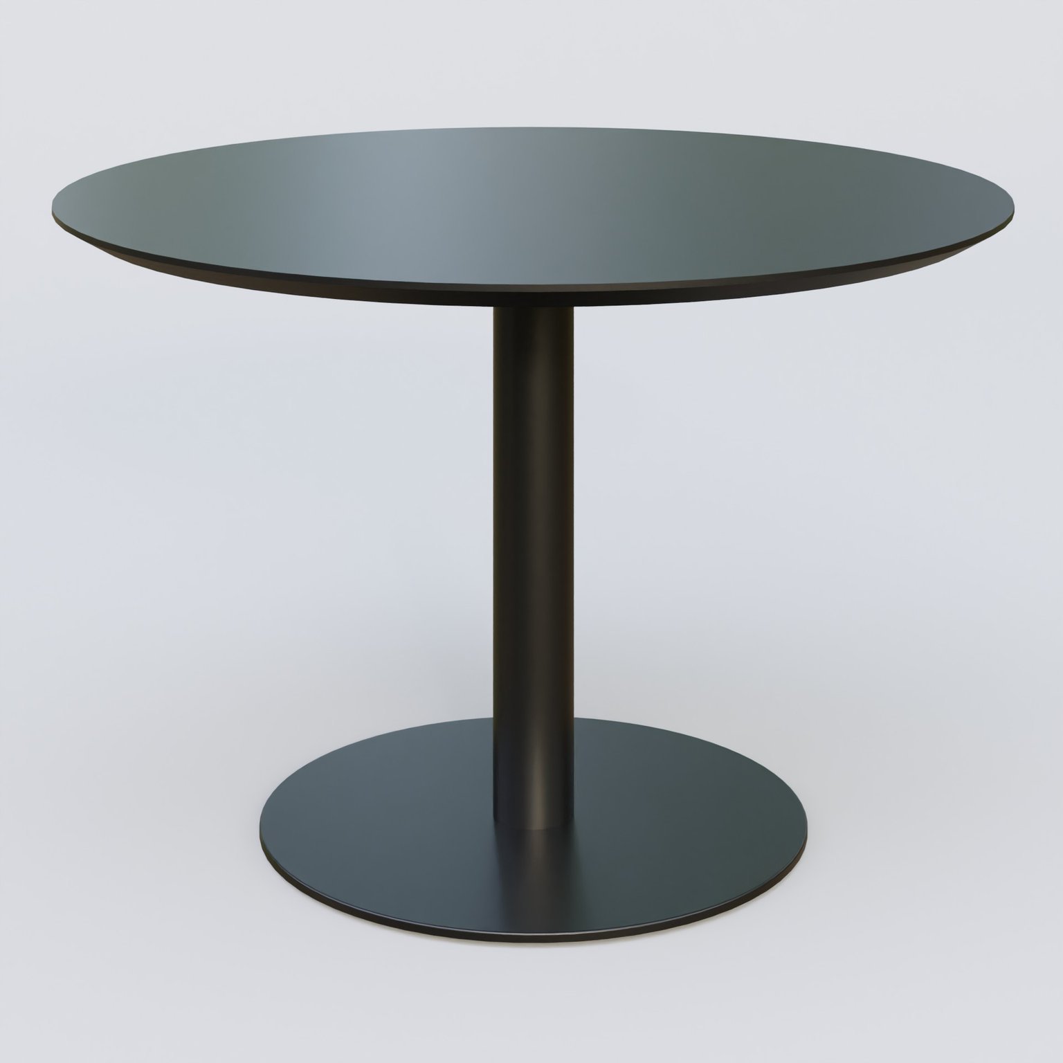 Table Basse Fashion Styl piètement colonne en métal et plateau bois. Plateau Noir (RAL 9005) et pietement Noir (RAL 9005).