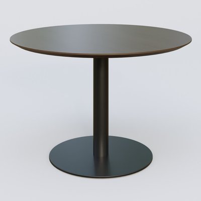 [Pas de famille] - [Pas de sous famille] - Table Basse Fashion Styl piètement colonne en métal et plateau bois. Plateau Chêne Moka et pietement Noir (RAL 9005).