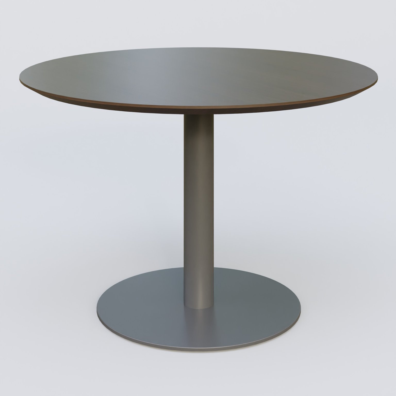 Table Basse Fashion Styl piètement colonne en métal et plateau bois. Plateau Chêne Moka et pietement Carbon Grey.