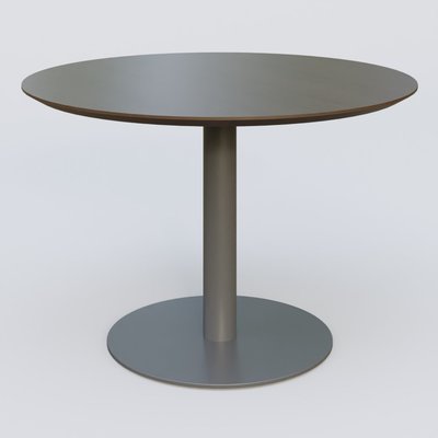 [Pas de famille] - [Pas de sous famille] - Table Basse Fashion Styl piètement colonne en métal et plateau bois. Plateau Chêne Moka et pietement Carbon Grey.