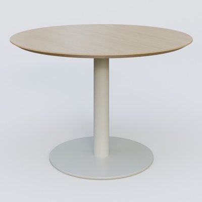 [Pas de famille] - [Pas de sous famille] - Table Basse Fashion Styl piètement colonne en métal et plateau bois. Plateau Chêne et pietement Gris (RAL 7038).