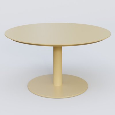 [Pas de famille] - [Pas de sous famille] - Table Basse Fashion Styl piètement colonne en métal et plateau bois. Plateau Jaune Cuivre (RAL 1002) et pietement Jaune Cuivre (RAL 1002).